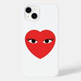Cute Red Heart med Öga på vit iphone case