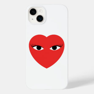 Cute Red Heart med Öga på vit iphone case