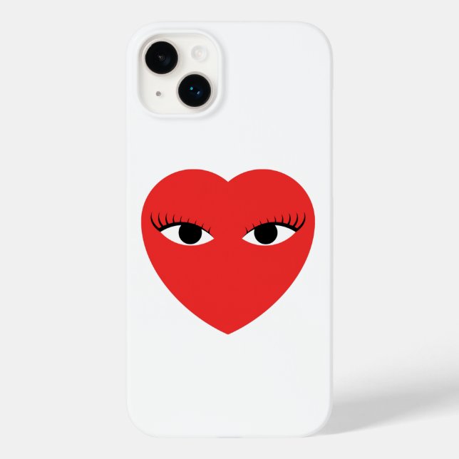Cute Red Heart med Öga på vit iphone case (Baksida)
