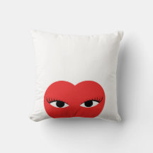 Cute Red Heart med Öga på vita Dekorativ kudde