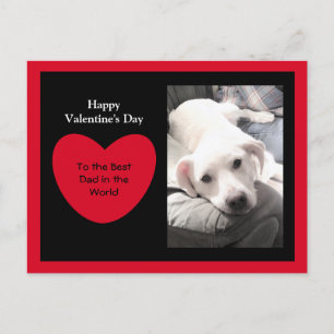 Cute Red Heart Valentine Day White Puppy Hund Vykort