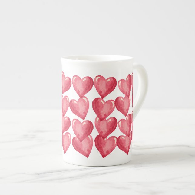Cute Red Heart Valentines day Gift Benporslin Mugg (Framsida höger)