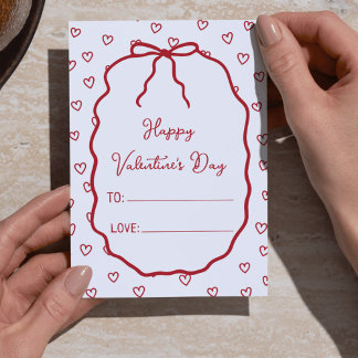 Cute Red Hearts and Bow Anpassningsbar Valentine D
