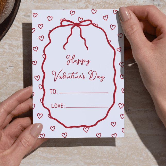 Cute Red Hearts and Bow Anpassningsbar Valentine D (Skapare uppladdad)