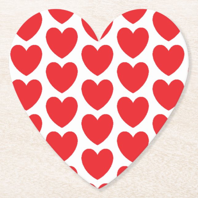 Cute Red Hearts Mönster Cust. BG Heart Underlägg (Framsida)