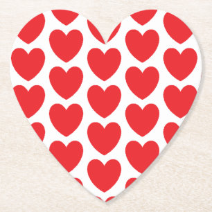 Cute Red Hearts Mönster Cust. BG Heart Underlägg Papper