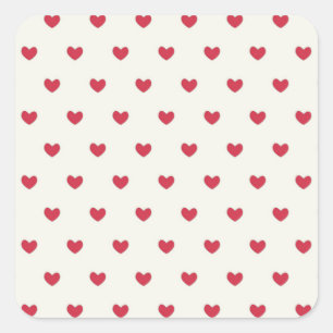 Cute Red Hearts Mönster Fyrkantigt Klistermärke