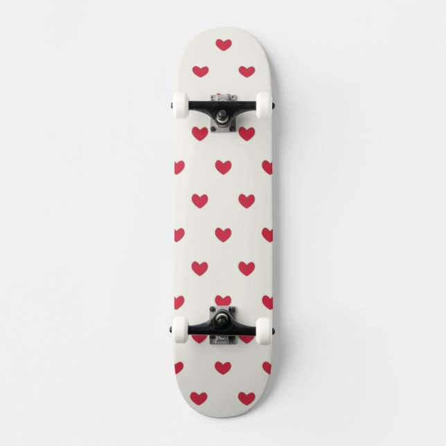 Cute Red Hearts Mönster Mini Skateboard Bräda 18,5 Cm (Framsida)