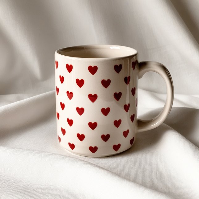 Cute Red Hearts Mönster Mugg - Kärlek och Romantik (Skapare uppladdad)