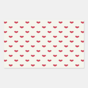Cute Red Hearts Mönster Rektangulärt Klistermärke