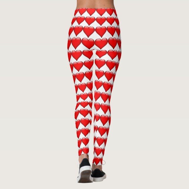 Cute Red Hearts Mönster Valentines day Leggings (Baksida)