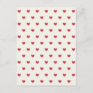 Cute Red Hearts Mönster Vykort