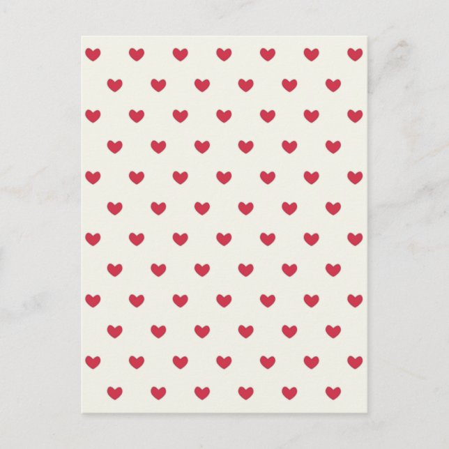 Cute Red Hearts Mönster Vykort (Framsida)