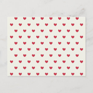 Cute Red Hearts Mönster Vykort