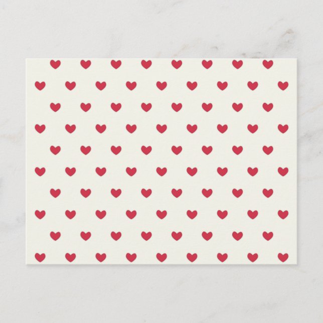 Cute Red Hearts Mönster Vykort (Framsida)