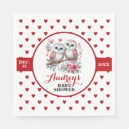 Cute Red Hearts och Uggla Pappersservett