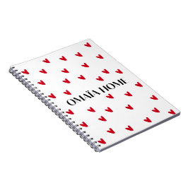Cute Red Hearts Pattern by OMAÏA HOME Anteckningsbok
