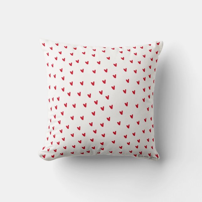 Cute Red Hearts Pattern Decorative Throw Pillow Kudde (Framsida)