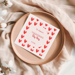 Cute Red Hearts Valentine Day Party Pappersservett