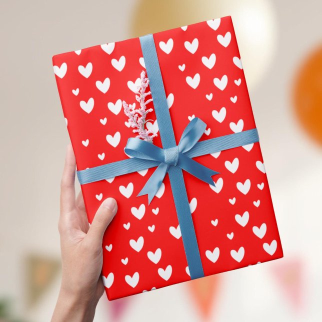 Cute Red Hearts Valentine Day Presentpapper (Skapare uppladdad)