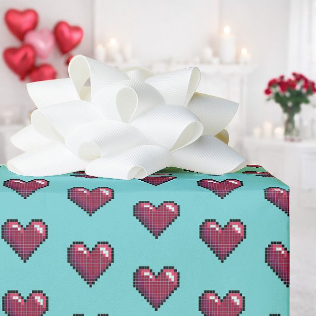 Cute Red Hearts Valentine's Day 80s Retro Pattern Presentpapper (Skapare uppladdad)