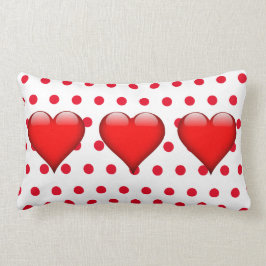 Cute Red Hearts Valentines day Polka dots Lumbarkudde