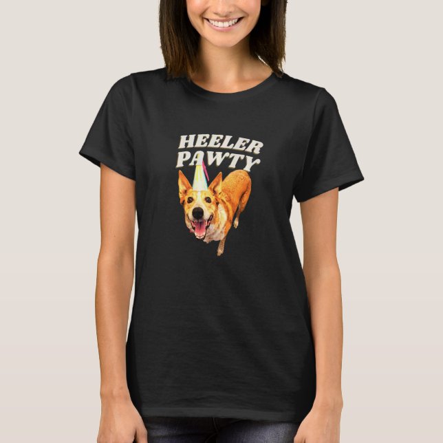 Cute Red Heeler Pawty Australian Cattle Hund Heele T Shirt (Framsida)