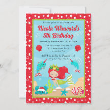 Cute Red Hjärt-julen Sjöjungfru Barns födelsedag