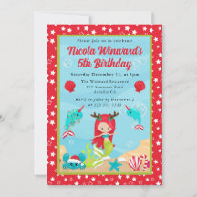 Cute Red Hjärt-julen Sjöjungfru Barns födelsedag