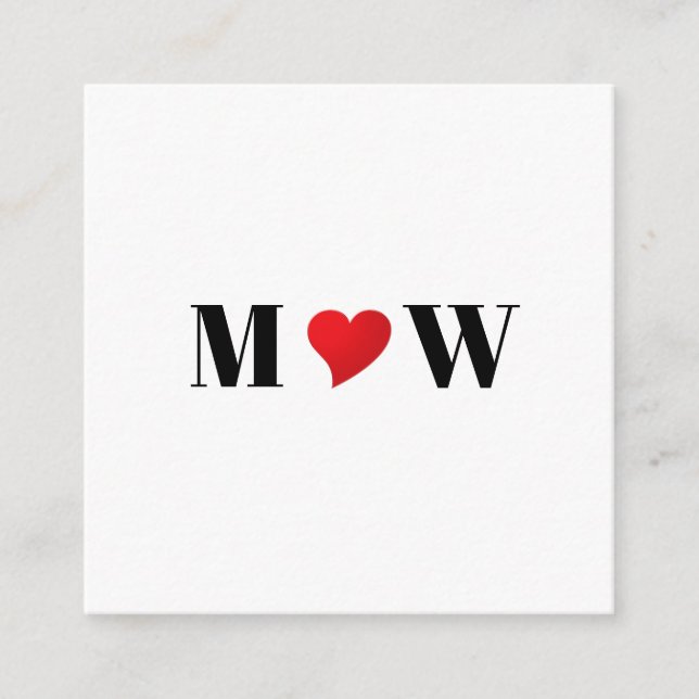 Cute Red Hjärtat anpassningsbar par monogram initi Tilläggskort (Framsida)