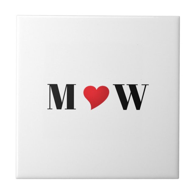 Cute Red Hjärtat anpassningsbar Para initialer mon Kakelplatta (Framsidan)