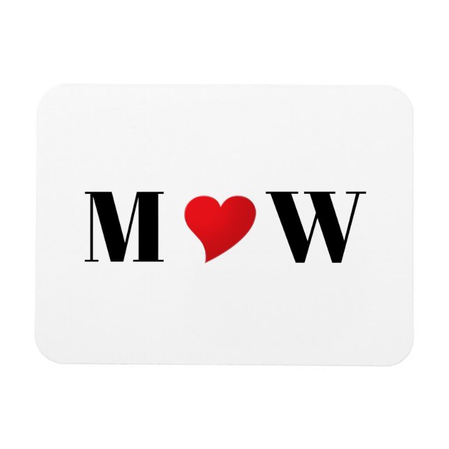 Cute Red Hjärtat anpassningsbar Para initialer mon Magnet (Horisontell)