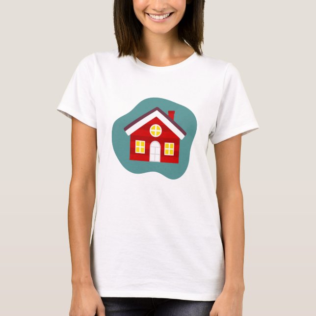 Cute Red house T Shirt (Framsida)