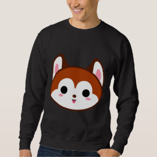 Cute Red Husky Lång Ärmad Tröja