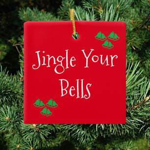 Cute Red Jingle Klockor Julgransprydnad Keramik