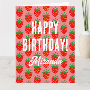 Cute Red jordgubbsfrukt mönster Birgday Card Tack Kort
