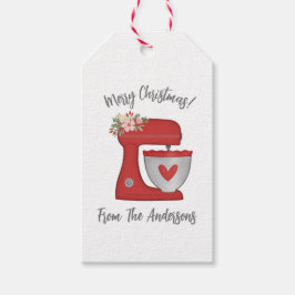 Cute Red Jul Blommigt Bakery Cake Mixer Presentetikett