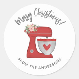 Cute Red jul Helgdag Baking Cake Mixer Runt Klistermärke