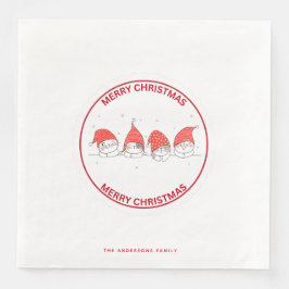 Cute Red jul Kawaii Cat Pappersservett