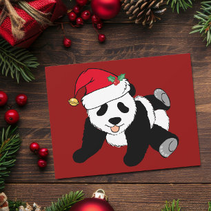 Cute Red jul Panda Bear i Santa Hat Julkort