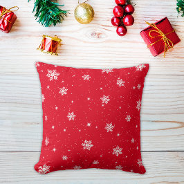 Cute Red jul Stars Snöflingor Mönster Kudde