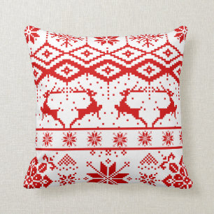 Cute Red-julen Knitten Reindeer Kudde
