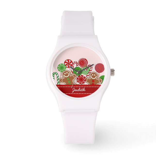 Cute Red Julgingerbare Armbandsur (Framsida)