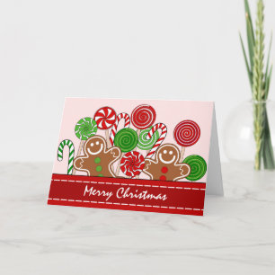 Cute Red Julgingerbare Helgkort