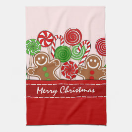 Cute Red Julgingerbare Kökshandduk