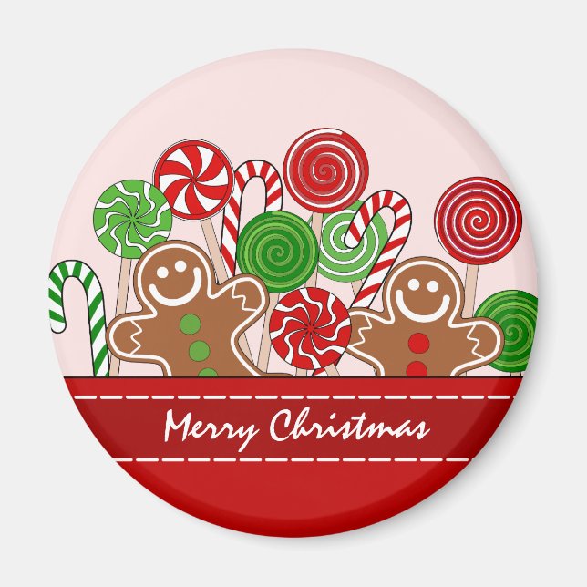 Cute Red Julgingerbare Magnet (Framsidan)