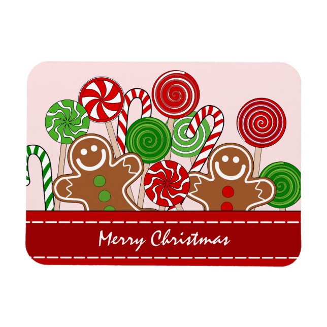 Cute Red Julgingerbare Magnet (Horisontell)