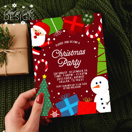 Cute Red-jultomten Party och Snögubbe Inbjudningar