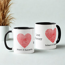 Cute Red kärlek fingeravtryck hjärtvalentins finge Mugg