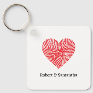 Cute Red kärlek fingeravtryck hjärtvalentins finge Nyckelring